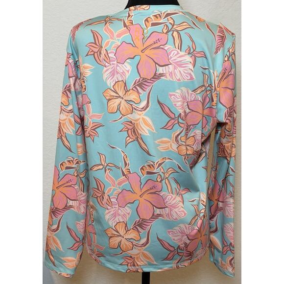 Roxy Women's Rash Guard Multicolor Floral Pattern UPF 50+ Size Large - Picture 3 of 4